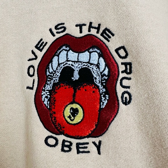 Urban Outfitters Exclusive Love Is A Drug Crew Neck Sweatshirt Embroidered - Picture 6 of 10